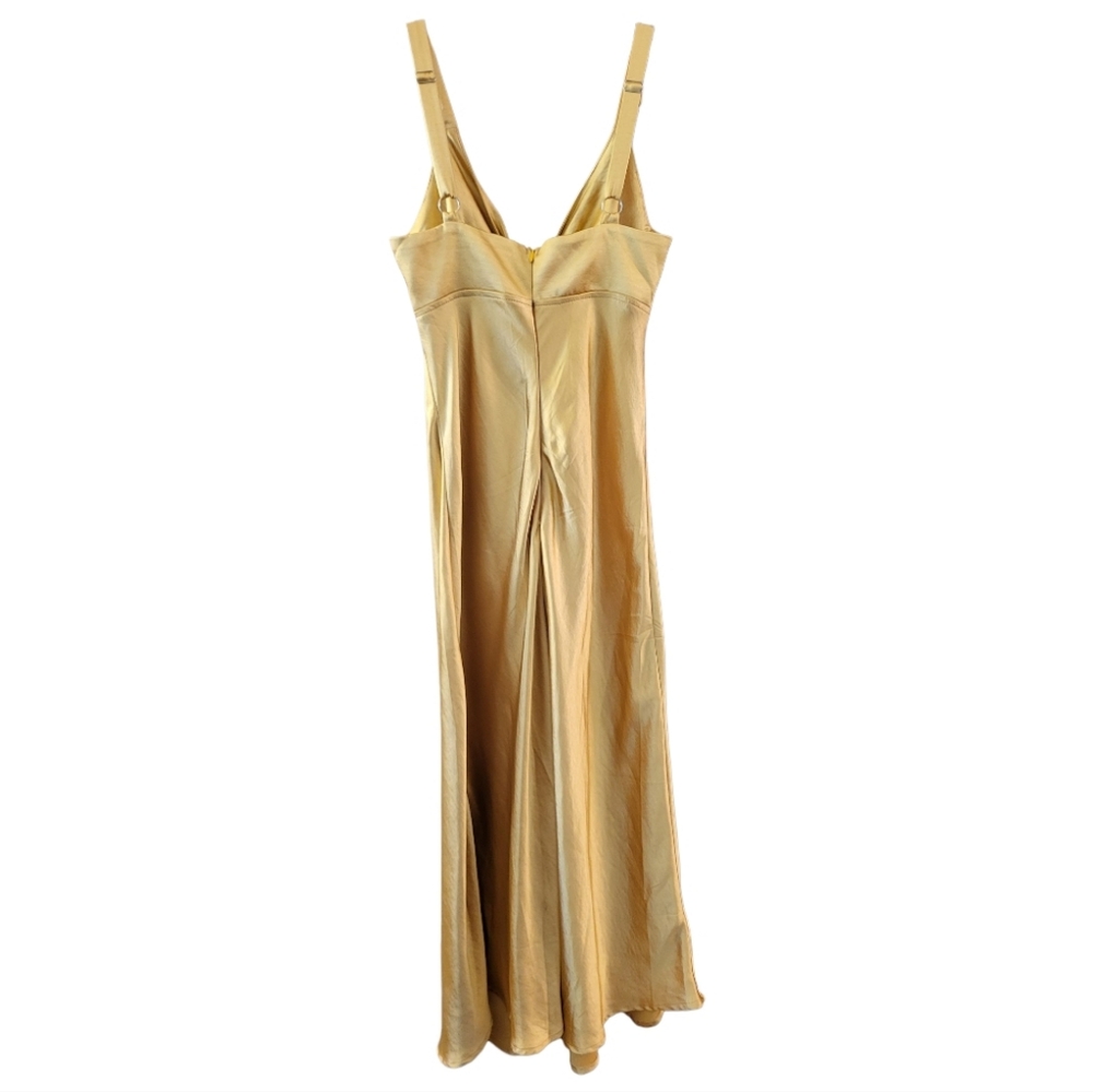 NWT Selfie Leslie Perfect Day Satin Midi Dress Mustard - Size S - Picture 3 of 8
